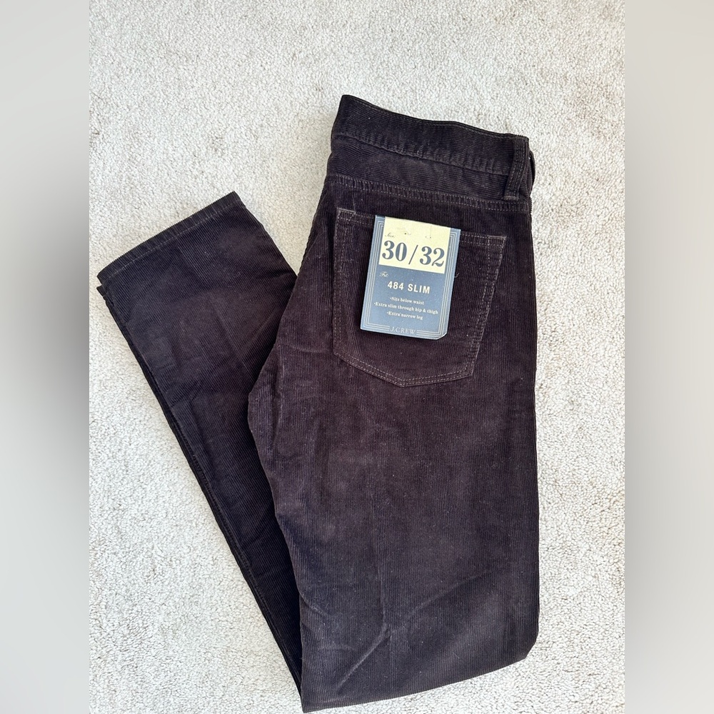 NWT J.Crew Men’s 484 Slim Brown Corduroy Pants 30/32
